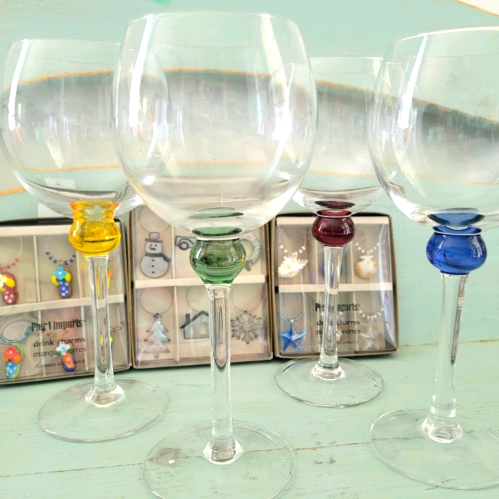 Wine glasses and charms